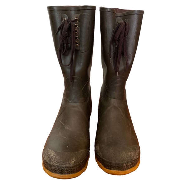 Cabela's Men's Steel Shank Tall Rain Boot Rubber Laces Brown Sz 12 - Picture 4 of 10